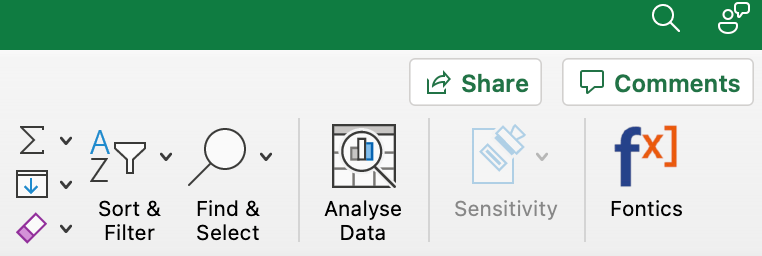 Excel toolbar